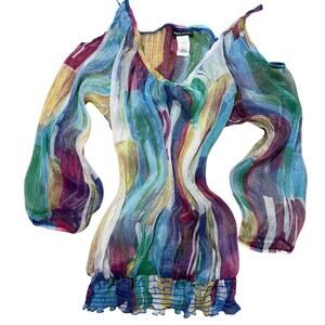 🌈 Y2K Euro Sheer Abstract Top – Wet Seal